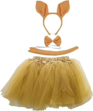 Gold Kangaroo Ears Headband Bowtie Tail & Tutu Costume Kirei Sui occurrence brag Kids Animal 