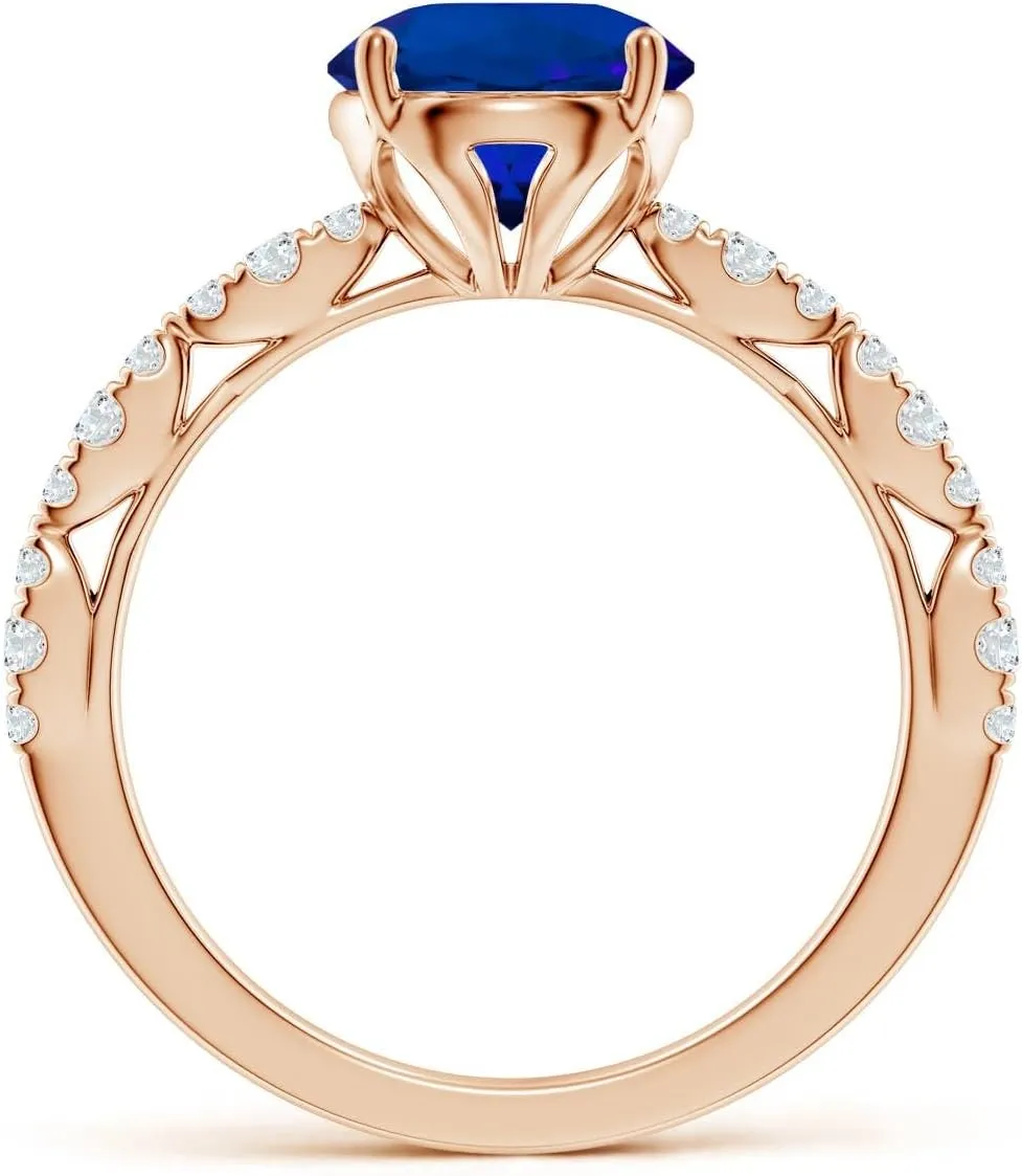 Gold/Platinum | Birthday, Anniversary, Wedding Jewelry Gift for Women allocation ski Angara Classic Round Lab Grown Blue Sapphire Crescent Engagement Ring in 14K Solid 