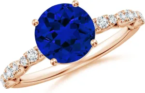 Gold/Platinum | Birthday, Anniversary, Wedding Jewelry Gift for Women allocation ski Angara Classic Round Lab Grown Blue Sapphire Crescent Engagement Ring in 14K Solid 
