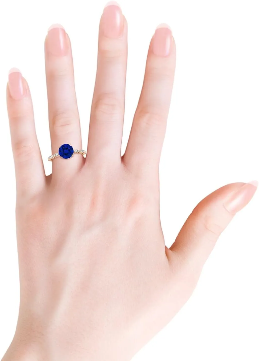 Gold/Platinum | Birthday, Anniversary, Wedding Jewelry Gift for Women allocation ski Angara Classic Round Lab Grown Blue Sapphire Crescent Engagement Ring in 14K Solid 