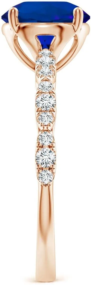 Gold/Platinum | Birthday, Anniversary, Wedding Jewelry Gift for Women allocation ski Angara Classic Round Lab Grown Blue Sapphire Crescent Engagement Ring in 14K Solid 