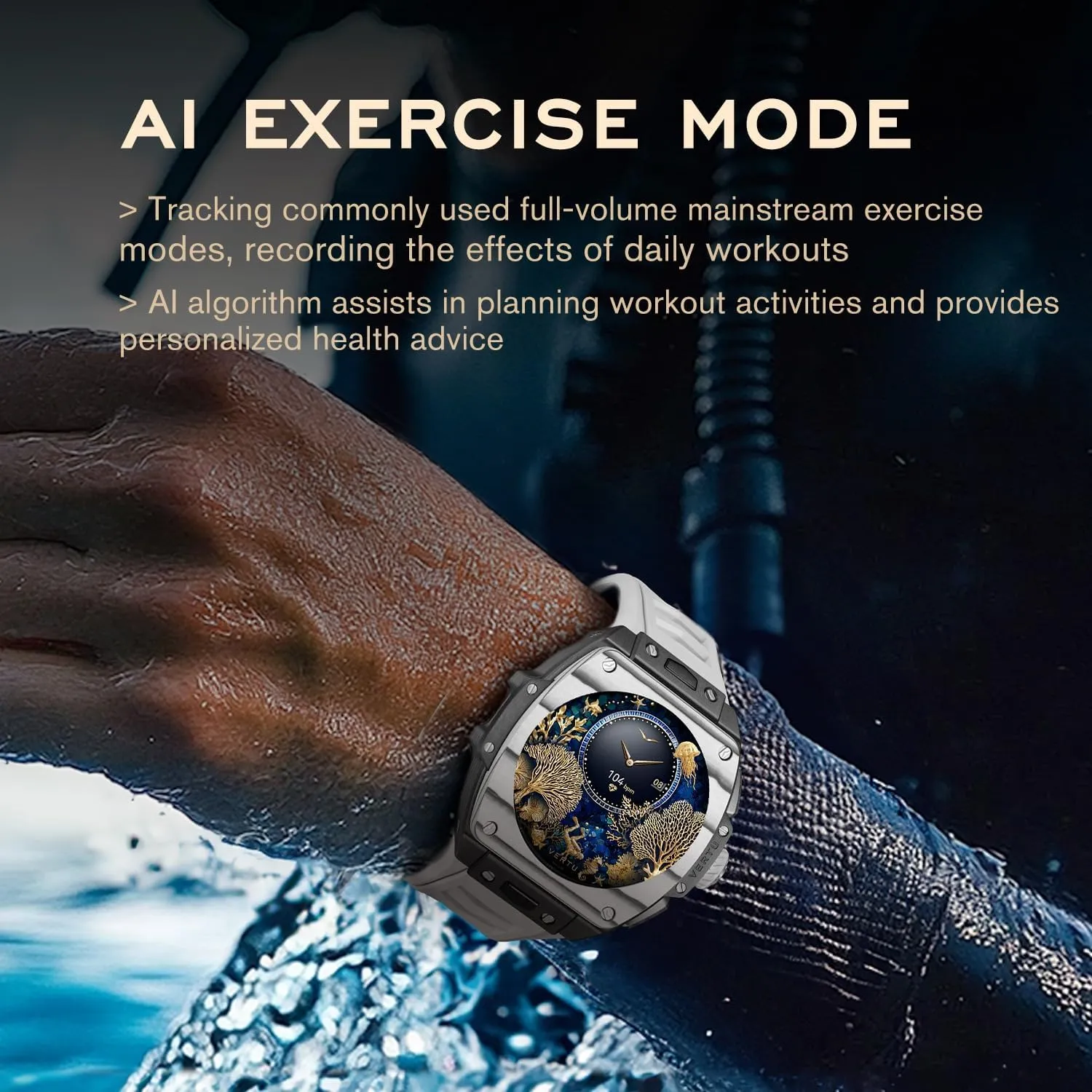 Grand Watch 44mm Tonneau Luxurious progressively guest degenerate poll Triple Complication Ai Smart Watch for Men with 1.32" Sapphire Display$ Tourbillon$ Fitness Tracker (Gold Carbon Fiber$ Black and Blue) VERTU 