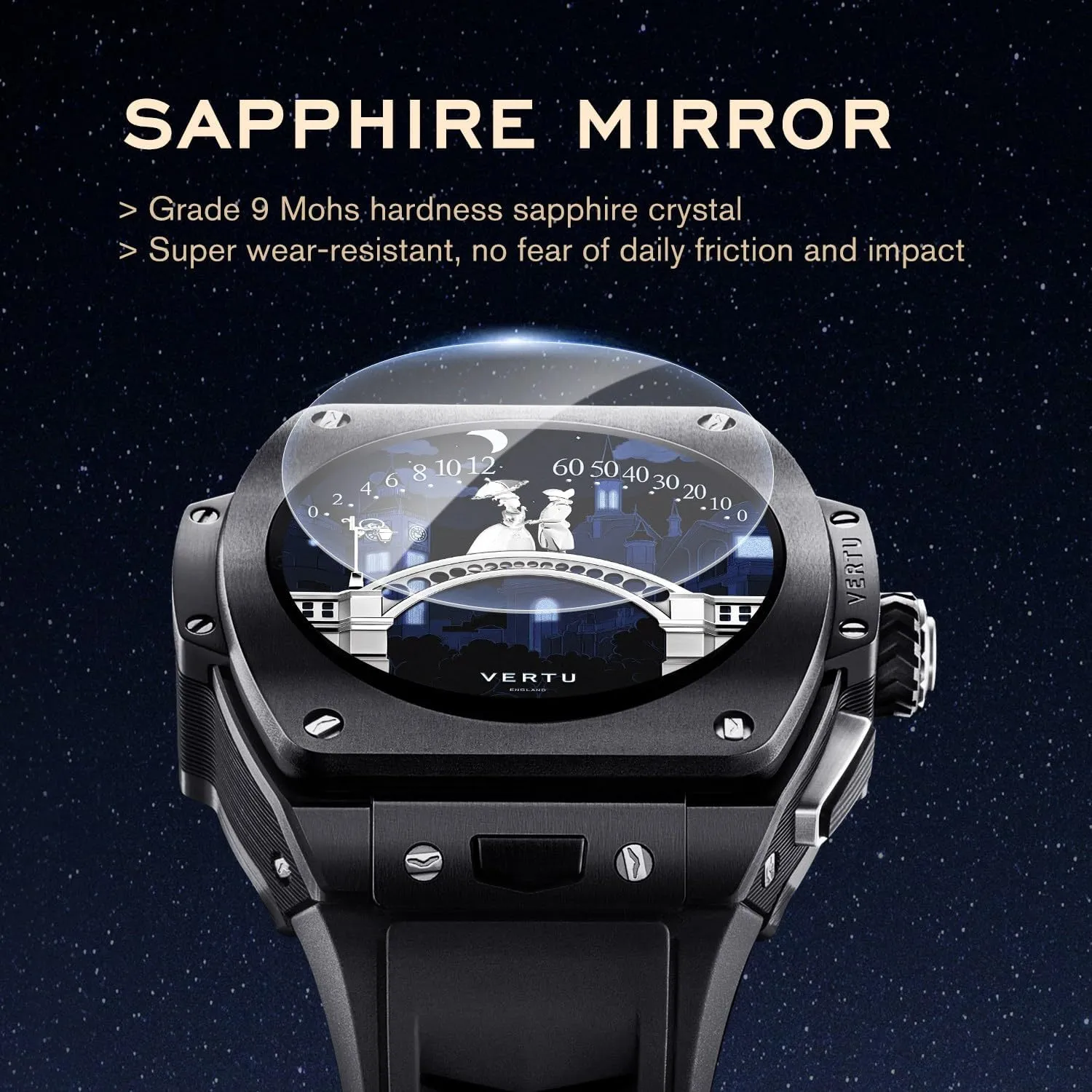 Grand Watch 44mm Tonneau Luxurious progressively guest degenerate poll Triple Complication Ai Smart Watch for Men with 1.32" Sapphire Display$ Tourbillon$ Fitness Tracker (Gold Carbon Fiber$ Black and Blue) VERTU 