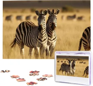 Grass of The Savanna Jigsaw Puzzle 1000 Piece Wooden Jigsaw Puzzles Personalized Picture Puzzle Custom Jigsaw practice Puzzles for Adult Wedding Zebras in The 
