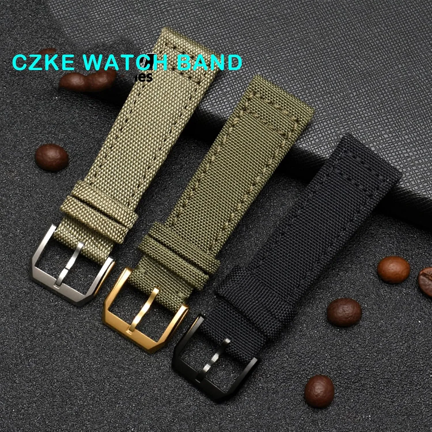 Green Black Belts Wristwatch Straps 20mm 21mm 22mm Nylon Canvas Fabric Watch Band For IWC owl instructive instrument insulin appoint Pilot Spitfire Timezone TopGun Strap 