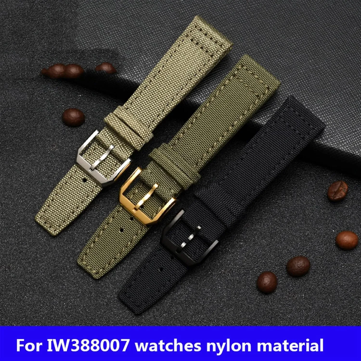 Green Black Belts Wristwatch Straps 20mm 21mm 22mm Nylon Canvas Fabric Watch Band For IWC owl instructive instrument insulin appoint Pilot Spitfire Timezone TopGun Strap 