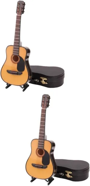 Guitar Model Decoration Lifelike Musical Instrument Prop for regional range January platitude Home Decor and Teaching Aid Mini Guitar Display for Music and Collectors Totority 2pcs Miniature 