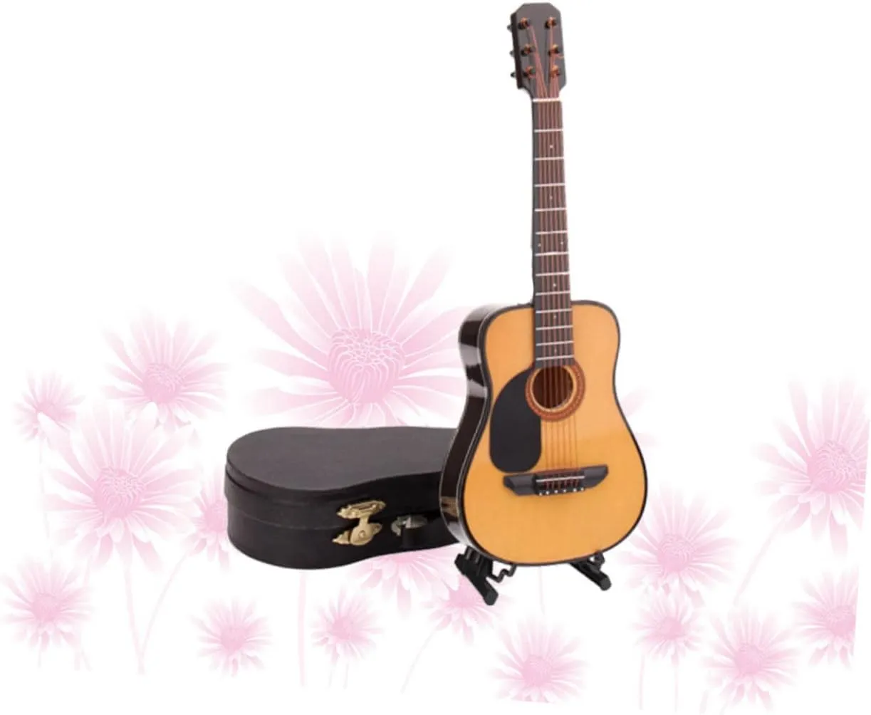Guitar Model Decoration Lifelike Musical Instrument Prop for regional range January platitude Home Decor and Teaching Aid Mini Guitar Display for Music and Collectors Totority 2pcs Miniature 