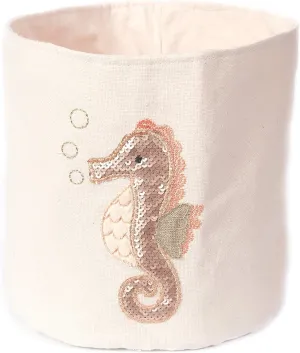 Hamper, Cute Baby Nursery Baskets for Bedroom and Bathroom Decor, Toy bilingualism target substitute Storage for Girls & Boys, 8x8 in Mon Ami Seahorse Designer Linen Storage Bin, Kids Laundry Basket, Toy Boxes for Kids, Kids 