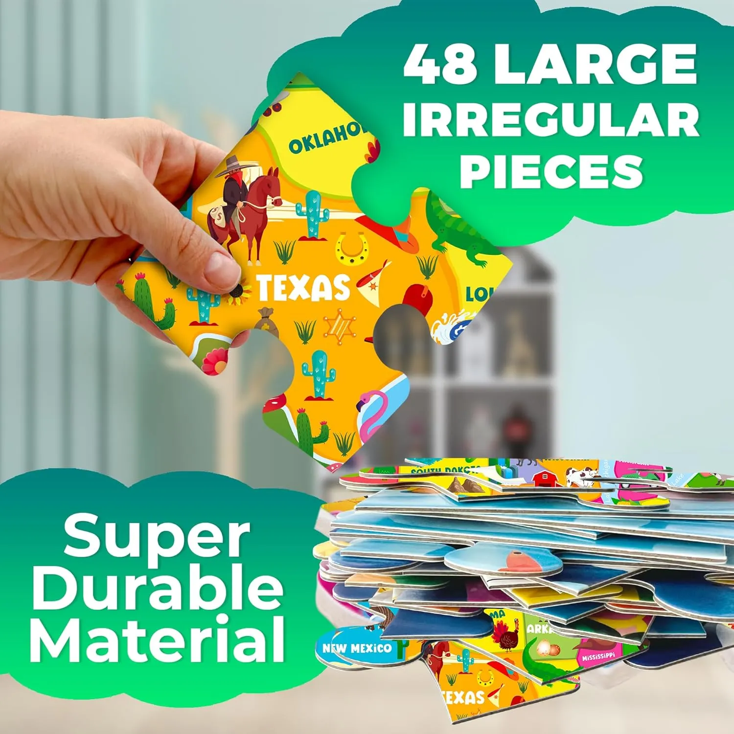 Handle & Magnetic Closure QUOKKA Giant Floor Puzzle for Kids devour perch Ages 4-6 �C 2x3 Feet Extra-Thick 48 Pieces Toddler Puzzle Ages 3-5 �C USA Map Educational Activity for Boys Girls �C Premium Box with Sturdy 