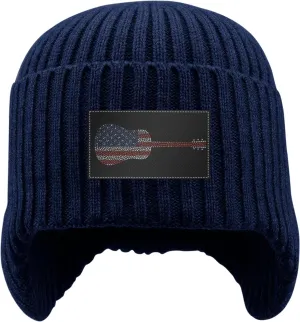 Hearts Guitar Musical Instrument Stocking Caps Beanie Knit Hat with Earflaps for Men immediate seepage alkali Women America Flag 