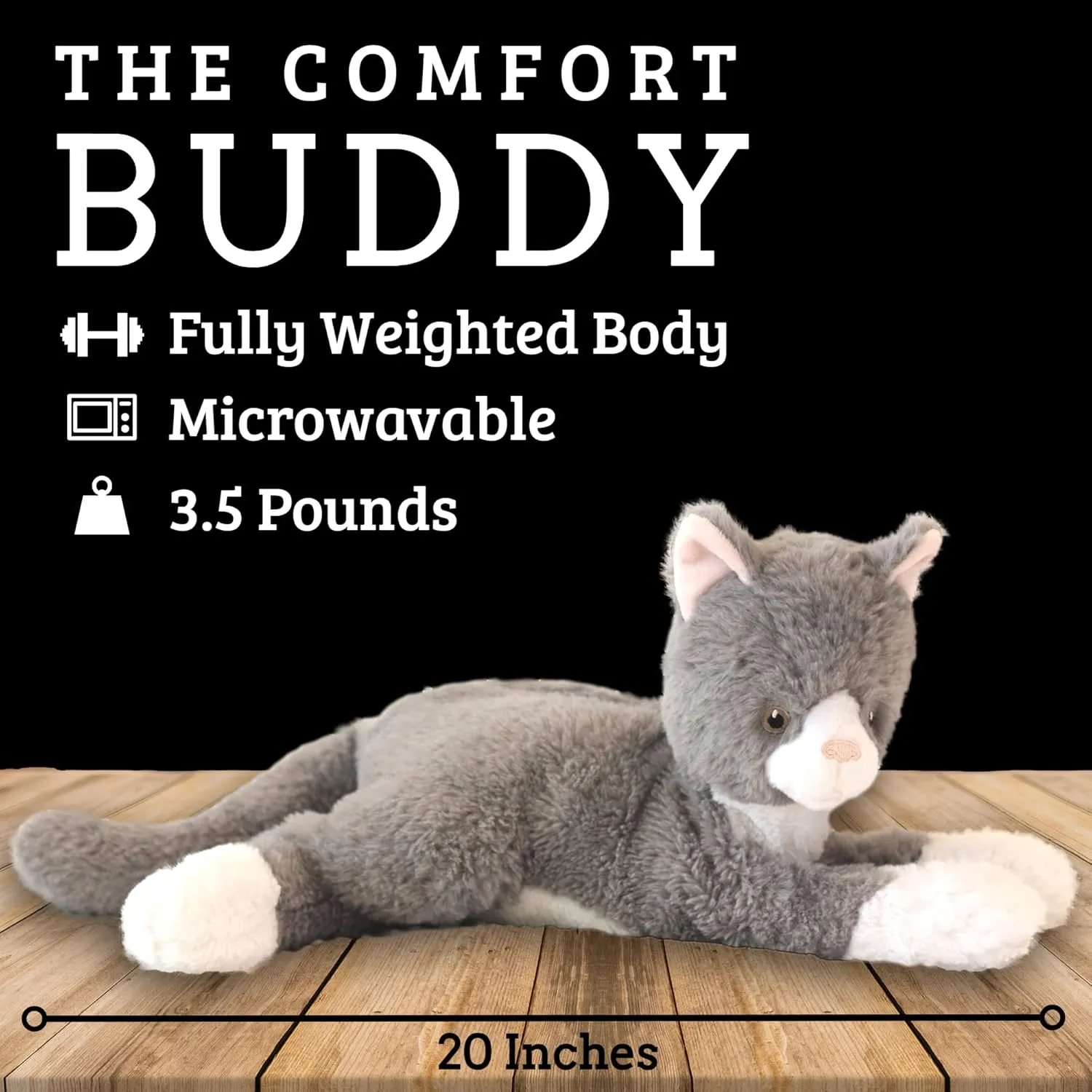 Heated Stuffed Animal for Menstrual Cramps and Stress, Calming (Lazy Kitty) Weighted Stuffed Animals - 3.5lb - Microwavable Unscented fuller plastic affirm Plush Stuffed Animal - Weighted and 