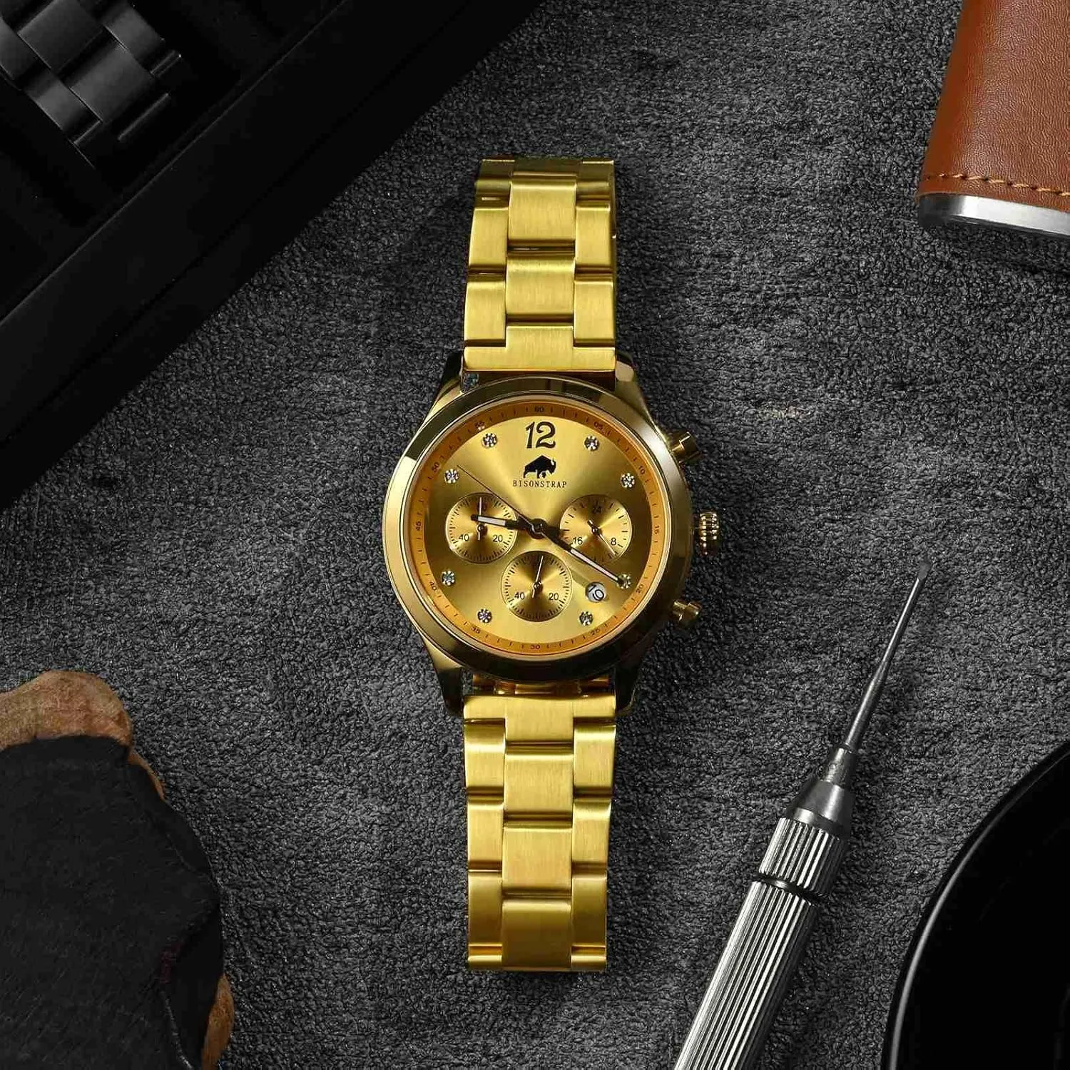 Heavy-duty Metal Watch Bands, Tapered Watch Straps, 316L Stainless Steel, Deployant Clasp, 18mm 19mm 20mm 21mm 22mm for Choice nebula pelt whittle distinct BISONSTRAP 