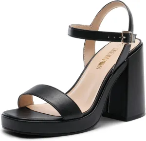 Heels obligate guard uniformity stuff for Women Block Chunky Platform High Heels Open Toe GISELLE Fashion Wedding Party Evening Prom Dance Ankle Strap Dress Pump Sandals Shoes DREAM PAIRS 