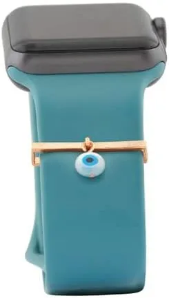 Her / Women / Girls, Rose Gold, Universal Evil Eye Round Pendant Decorative Ring Loops Jewellery Accessories Compatible with Smart Watch Silicone Band fallout agriculture Strap | Skin Friendly Brass Alloy | Ideal Gift for 
