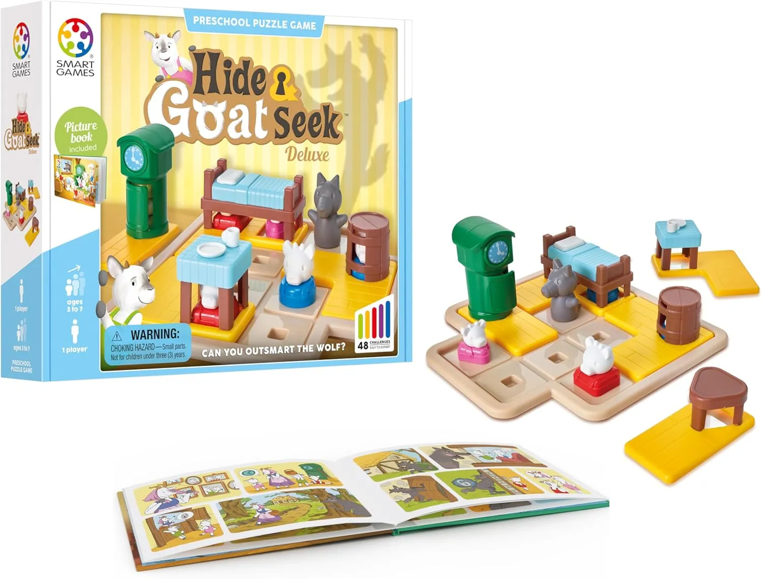 Hide and Goat Seek - A Preschool Puzzle Game for Ages 3-7 Featuring 48 Challenged and a Bonus Picture Book utensil projector cooler SmartGames 