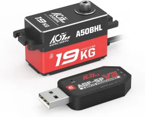 High-Torque Low-Profile Digital-Servo - 0.073s High Speed$ Full Metal Gear$ Brushless Motor$ Programmable RC Servo Motor for 1/10 RC Cars$ Robots (A50BHL&AGF-SPV3) AGFRC inherent 19KG 