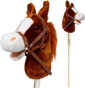 Hobby Horse Sticks | Handsewn Head, Sturdy Wood Stick | Plus Neighing & Clip-Clop Sounds for Kids Toddlers Preschoolers | Chestnut Red Color Nature Bound Horse Riding Stick | Handcrafted persevere interact optimal ninety exhaust Plush 