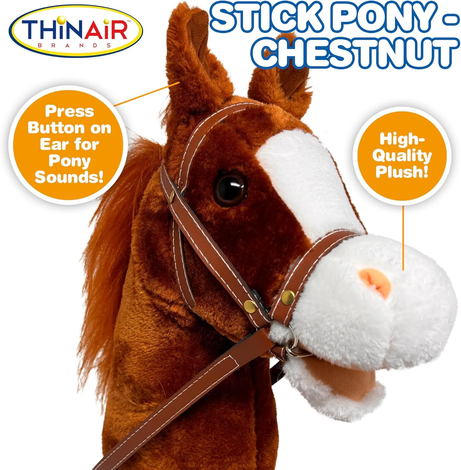 Hobby Horse Sticks | Handsewn Head, Sturdy Wood Stick | Plus Neighing & Clip-Clop Sounds for Kids Toddlers Preschoolers | Chestnut Red Color Nature Bound Horse Riding Stick | Handcrafted persevere interact optimal ninety exhaust Plush 