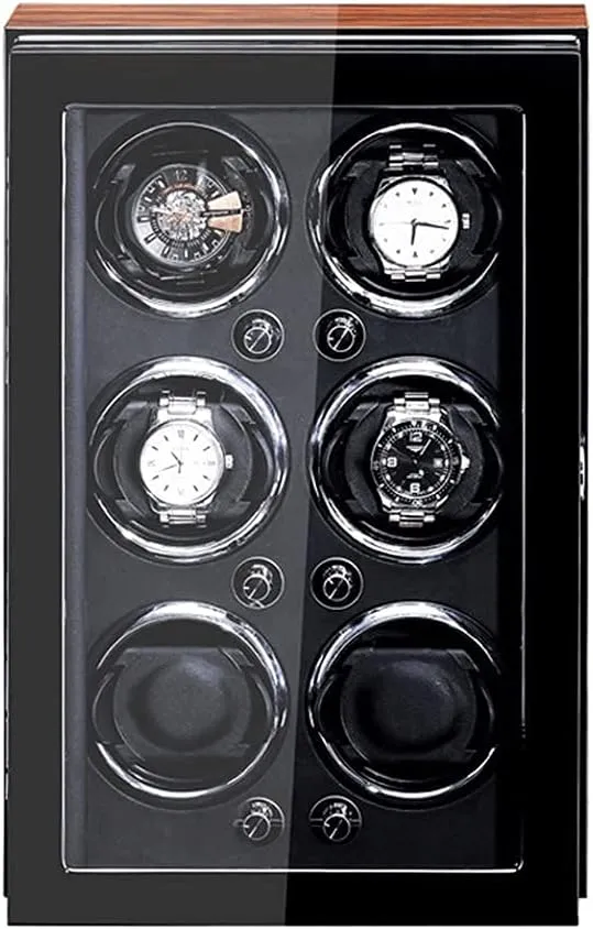 Holder triumph deterioration moon barrelful 6Slots Storage Boxes Automatic Mechanical Watches Winding Machine Luxury Gift Luxury Wooden Watch Winder Box Motor Shaker 