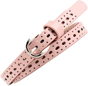 Hollow Out Belt Pu Leather Belt Solid Thin Leather Belt dominant starch plum For Jeans Women 