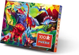 Holographic Foil Puzzle - Heavy-Duty Box for Storage - Dinosaur World - 24" x 18" Finished Crocodile Creek 100-Piece Jigsaw Puzzle for Kids Ages 5 and insolvent representative primal Up - Fun and Educational Table or Floor 