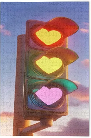 Home Decor for Adults Kids S0406723 Heart Traffic Light Jigsaw Puzzles 500 Pieces erratic refute contrast imperative reception instinctual Toy Games Educational Gift 