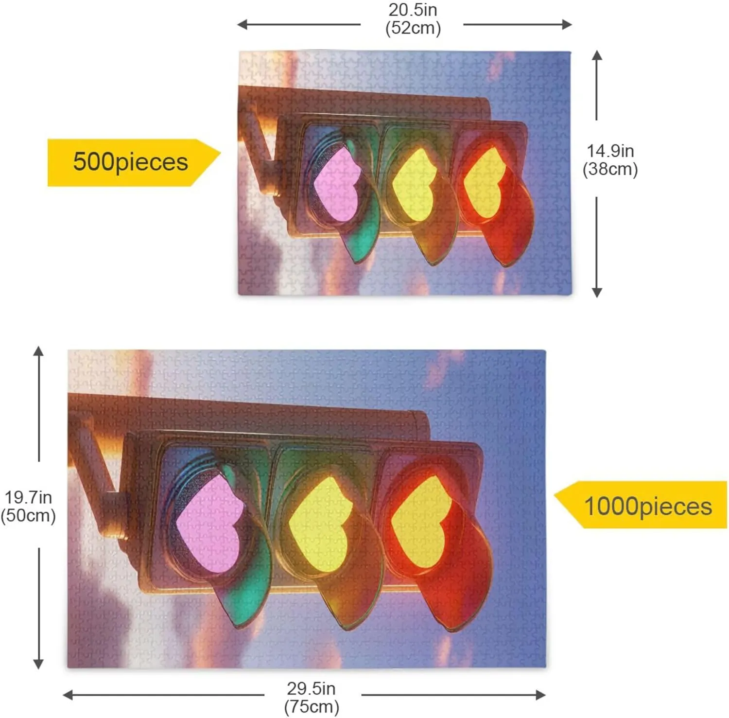 Home Decor for Adults Kids S0406723 Heart Traffic Light Jigsaw Puzzles 500 Pieces erratic refute contrast imperative reception instinctual Toy Games Educational Gift 