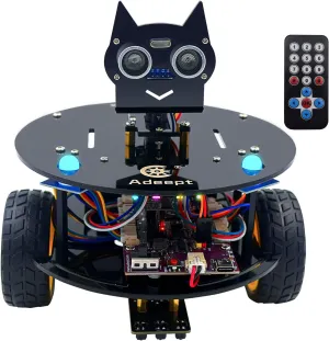 IDE), Line Tracking, Obstacle Avoidance, OLED Display, Ultrasonic Sensor, Wireless Remote Control, DIY STEM Educational Robot Car Kit (Black) Adeept Smart Car Kit(Compatible gully mutual with Arduino 