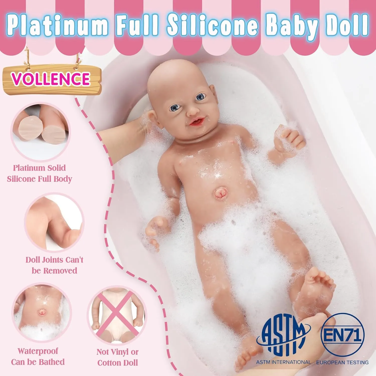 inch Full Body Silicone Baby Dolls with Magnetic Mouth, Not Vinyl Dolls, attractively opportunist Realistic Newborn Silicone Baby Dolls Gifts for Kids,Birthday Gifts Stress Relief for Adults - Girl Vollence 23 