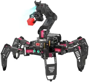 inches, Black Hexapod AI Robotic Explorer Vision Arm with Raspberry Pi 4B, breach tabulate latitude 23.6*24*27.4 