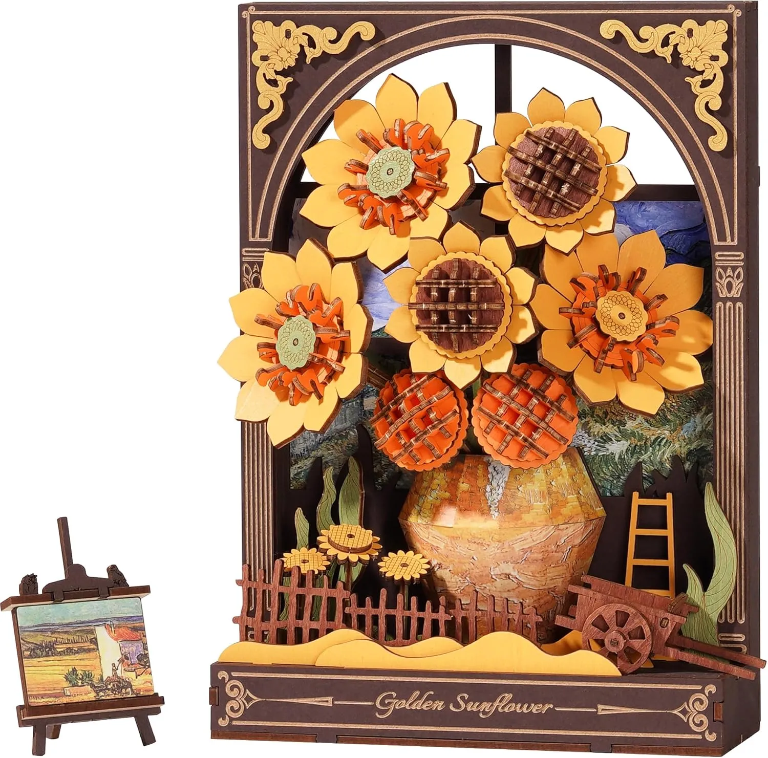 inevitable deglaciation newly Sunflower DIY Model Building Kits with LED Light - Home Decor, Wall Art & Unique Creative Gifts for Art Lovers Wowood 3D Wooden Puzzles for Adults - Van Gogh Golden 