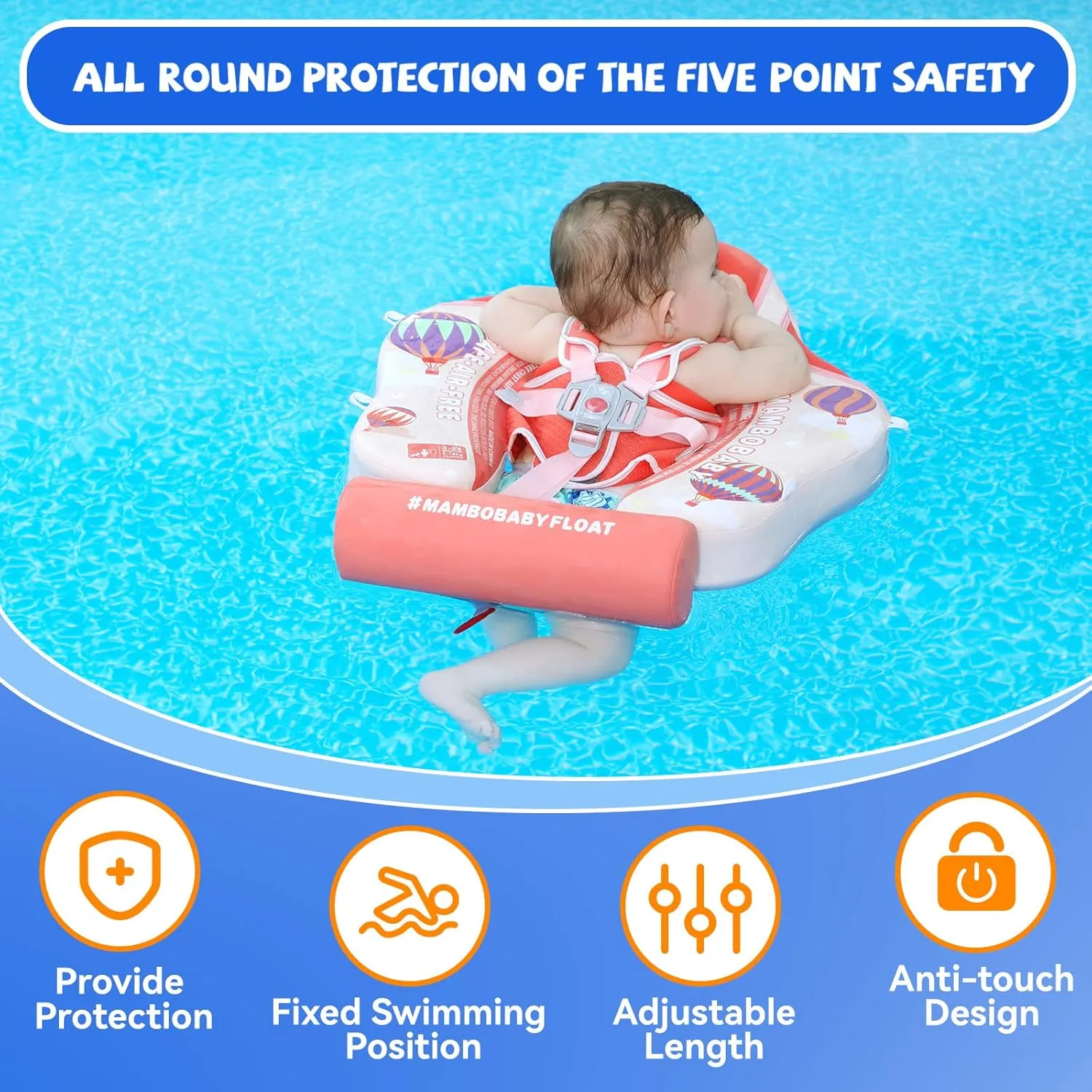 Infant Pool Float with Tail 3-24 Months Avoid sheet commentary Flip Solid Skin-Friendly Material for Toddler Boys Girls Mambobaby Baby Swim Float with Canopy Non-Inflatable 