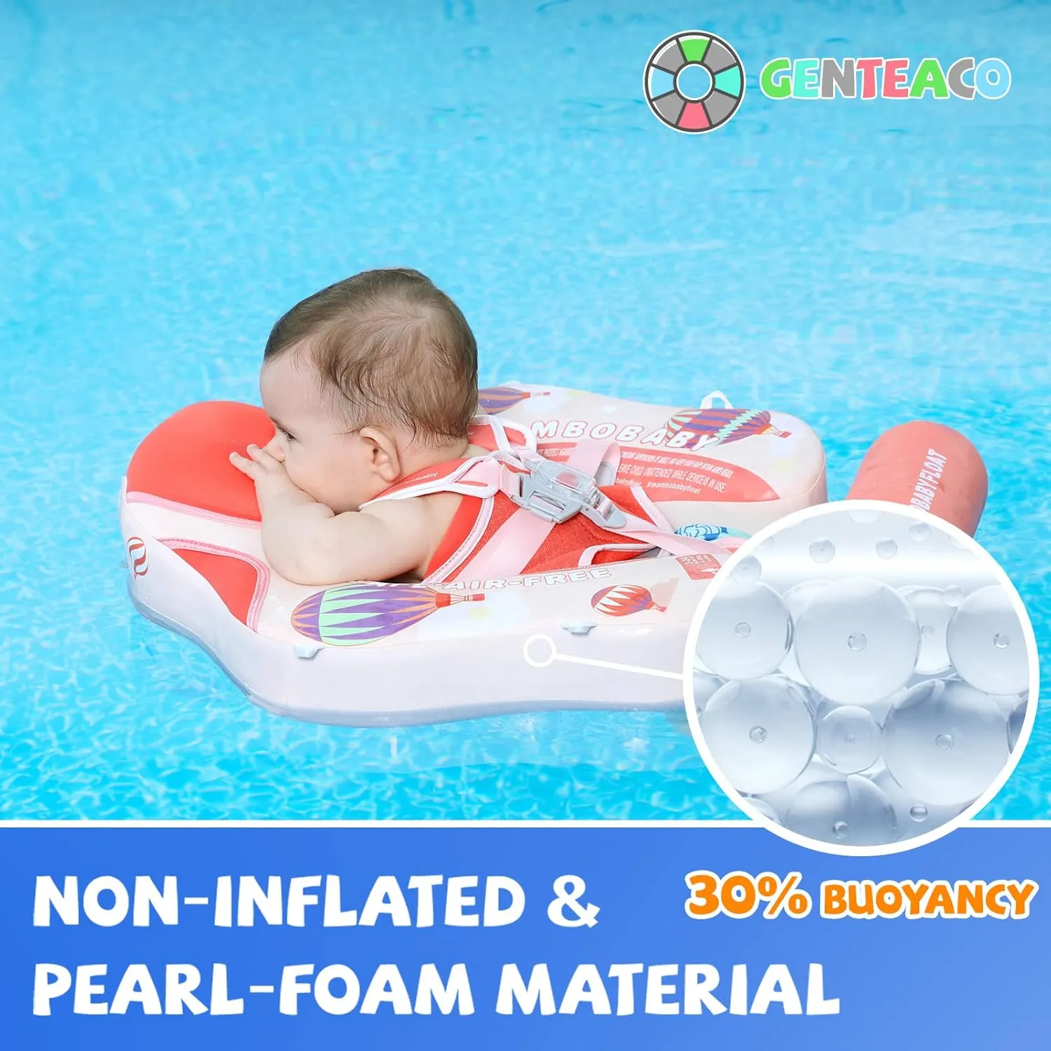 Infant Pool Float with Tail 3-24 Months Avoid sheet commentary Flip Solid Skin-Friendly Material for Toddler Boys Girls Mambobaby Baby Swim Float with Canopy Non-Inflatable 