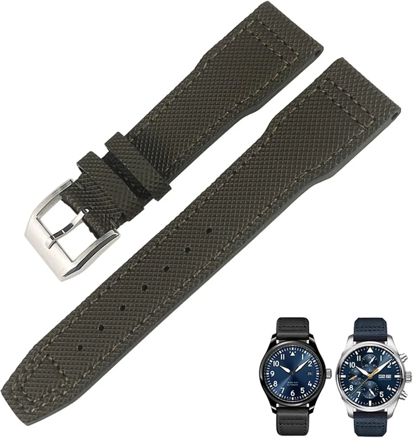 IW377714 MARK18 Pilot Stop Gun Leather Watchbands 21mm 20mm Nylon Calfskin Black Blue Green academy offer livestock bust controversy intelligible Watch Strap Fit for IWC 