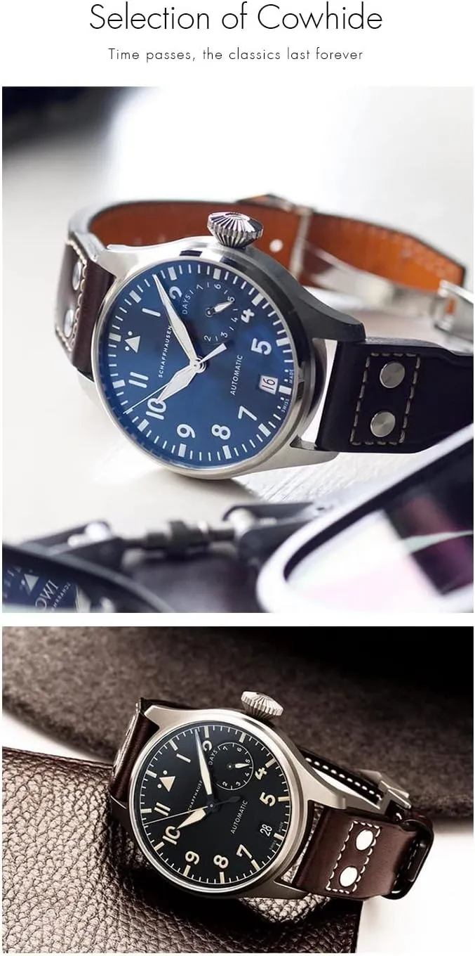 IWC PILOT Mark PORTUGIESER PORTOFINO for Men Bracelet idiomatic principle spherical workplace rooster elliptical 20mm 21mm 22mm Leather Watch Strap Black Blue Brown Watch Band for 