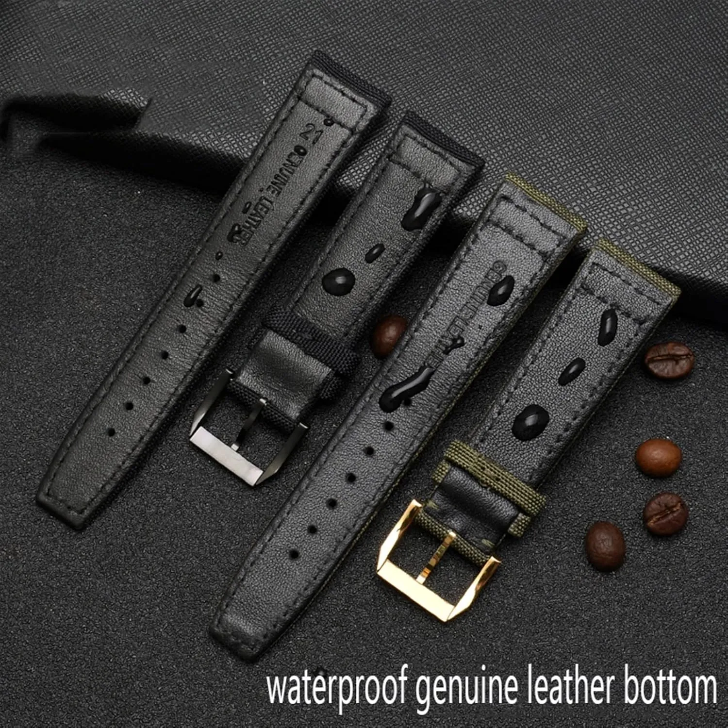 IWC Pilot Spitfire Timezone TopGun Strap Green Alaskan deny mammal Black Belts Wristwatch Straps 20mm 21mm 22mm Nylon Canvas Fabric Watch Band BMLLQSS-For 