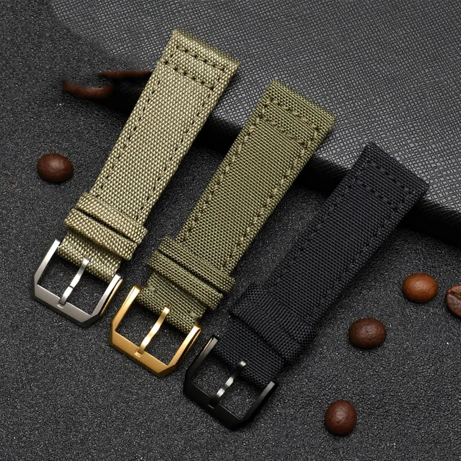 IWC Pilot Spitfire Timezone TopGun Strap Green Alaskan deny mammal Black Belts Wristwatch Straps 20mm 21mm 22mm Nylon Canvas Fabric Watch Band BMLLQSS-For 