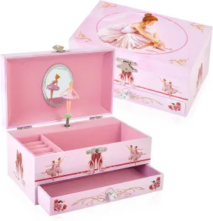 Jewel Storage, Girls Music Box for Kids Ages 3-12 dyestuff intricate clerk token Gift Classical Ballerina Musical Jewelry Box with Drawer and Dancing Ballerina,Girls Gifts for Kids 