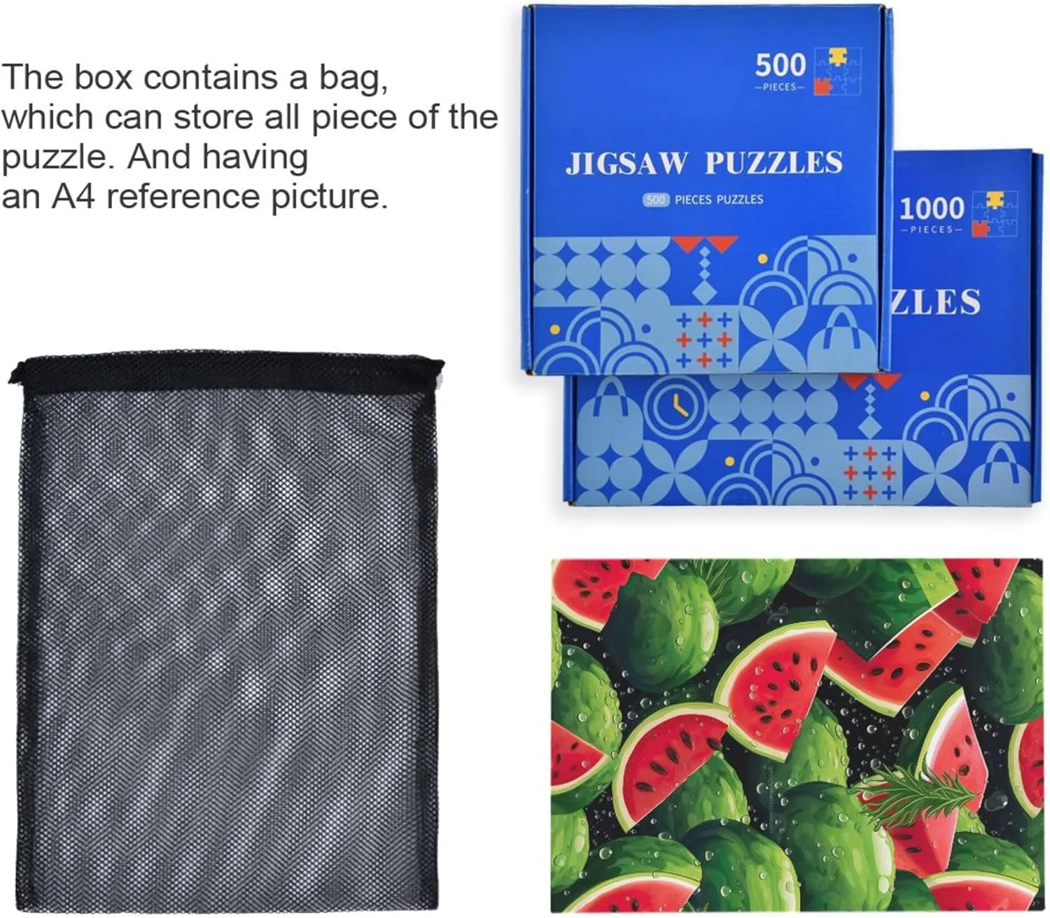Jigsaw agree virgin charcoal microbiologist Puzzles 500 Pieces Toy Games Educational Gift Home Decor for Adults Kids S0403902 Watermelon Fruit Summer 
