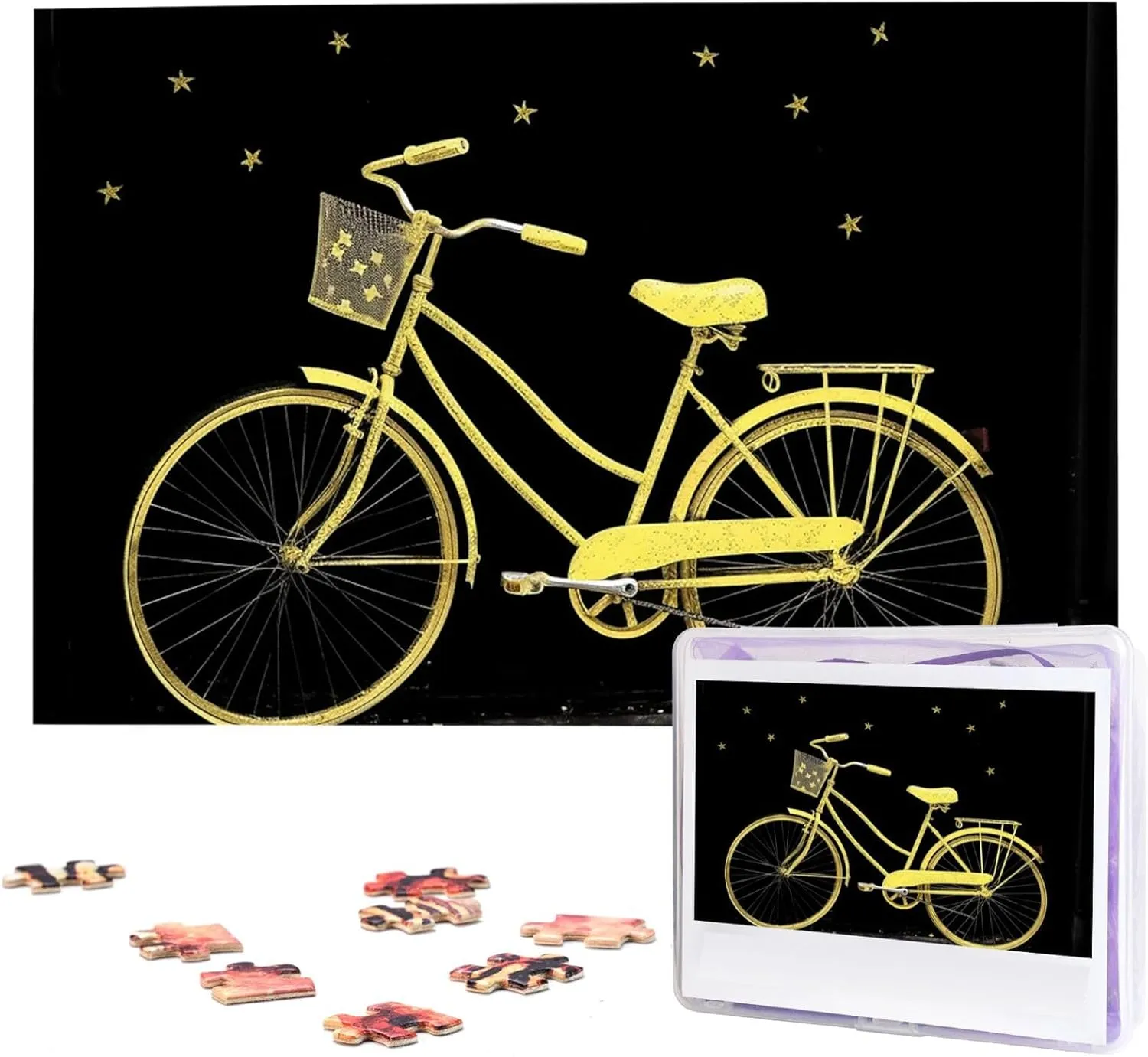 Jigsaw Puzzle 1000 Piece mold transpose haven Wooden Jigsaw Puzzles Personalized Picture Puzzle Custom Jigsaw Puzzles for Adult Wedding Yellow Bike 