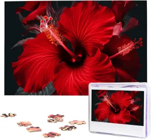 Jigsaw Puzzle 1000 Piece Wooden Jigsaw Puzzles Personalized Picture Puzzle Custom Jigsaw Puzzles for Adult Wedding Red Hibiscus relict Flowers 