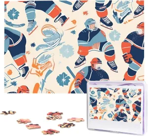 Jigsaw Puzzle from Photos, overburden float Challenging Puzzle for Adults, Personalized Wooden Puzzle Gifts for Family, Wedding Birthday 29.5 x 19.7 inch Hockey Elements Creative Patterned Puzzles 1000 Pieces, 