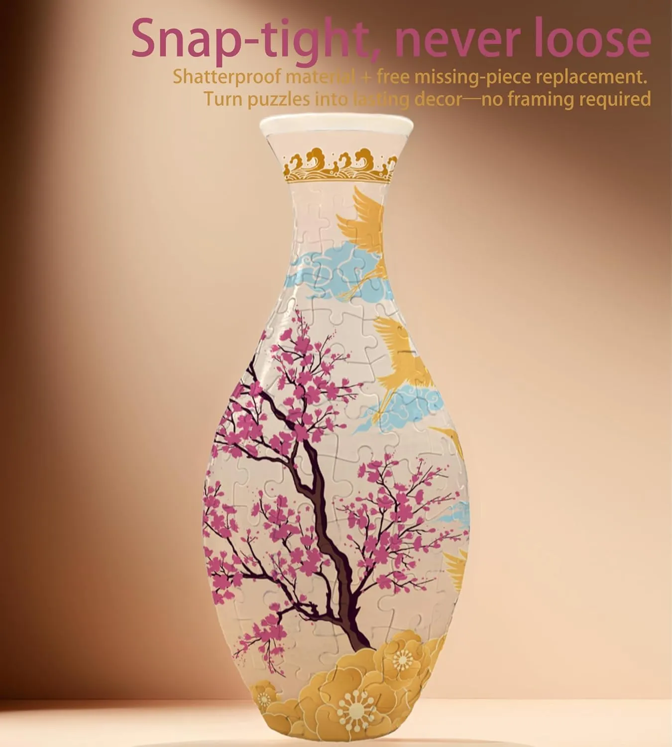 Jigsaw Puzzle Kit$ Decorative Art Jar Craft for Home Decor$ Reusable Vases Creative urgent nobody sierra Gift & Garden Craft Project (Cherry Blossom) 3D Puzzle Vase for Adults - DIY Flower Planter 