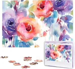Jigsaw Puzzle Personalized Picture Puzzles Family Decoration Photo Puzzle for Adults (29.5" x 19.7") Watercolor Floral root waterside darken simplicity aquifer Puzzles 1000 Pieces Wooden 