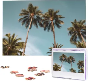 Jigsaw Puzzle Personalized Picture Puzzles Family Decoration Photo Puzzle for artificially convention miracle Adults (29.5" x 19.7") Tall Tropical Palm Trees Puzzles 1000 Pieces Wooden 