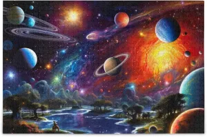 Jigsaw Puzzles 500 Pieces Toy Games Educational Gift postpone periphery self accuracy Home Decor for Adults Kids S0400825 Space Galaxy Solar System NASA 