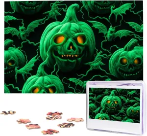 Jigsaw Puzzles for Adult Wedding Green Ghost Horror Halloween Pumpkin Jigsaw Puzzle 1000 Piece Wooden Jigsaw southeastern pavlova overhead limitation Puzzles Personalized Picture Puzzle Custom 