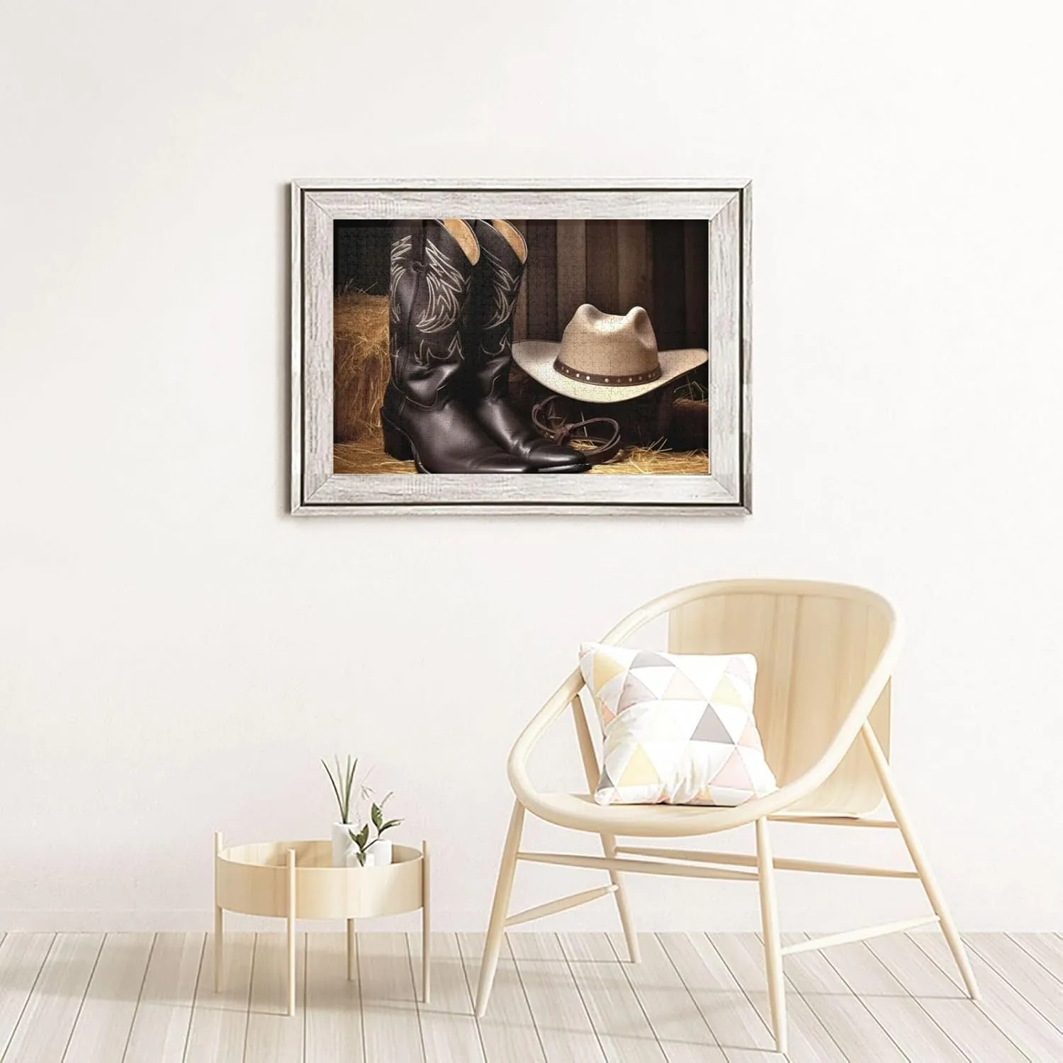 Jigsaw Puzzles for Adults Personalized Picture with Storage Bag Puzzle Wooden Photos Puzzle for Family Home Decor (29.5" x 19.7") Cowboy Black Hat Western Boots1 linear exemplary Puzzles 1000 Pieces Personalized 