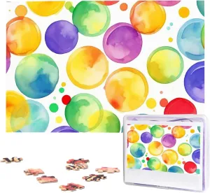 Jigsaw Puzzles Personalized Picture Puzzle Custom Jigsaw Puzzles for Adult Wedding Watercolor Rainbow Circle Jigsaw Puzzle 1000 Isle Piece Wooden 